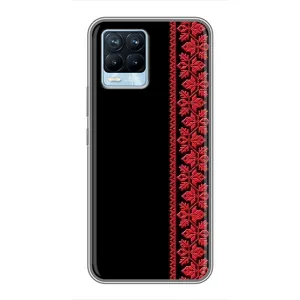 Силиконовый Чехол на Realme 8 с картинкой Вышиванки (Вышиванка на черном)