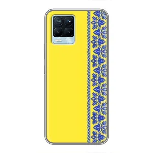 Силиконовый Чехол на Realme 8 (Вышиванка на желтом)