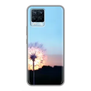Силиконовый Чехол с одуванчиками на Realme 8 (Закат с одуванчиком)