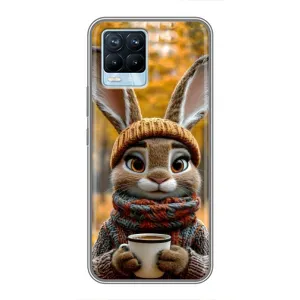 Друкований чохол 'Звірята з кавою' для Realme 8 (Зайчик з кавою)