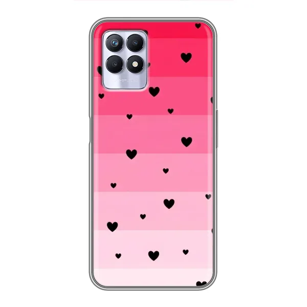 Чехол с рисунком «Чорные сердечки» для Realme 8i Чехол с рисунком «Чорные сердечки» для Realme 8i