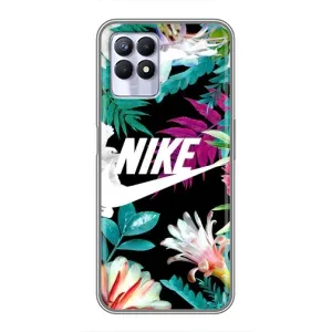 Силиконовый Чехол на Realme 8i с картинкой Nike (Цветочный Nike)