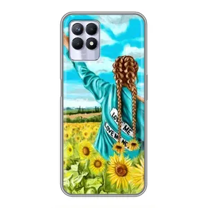Чехол Стильные девушки на Realme 8i (Девушка на поле)