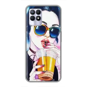Чехол с картинкой Модные Девчонки Realme 8i (Девушка с коктейлем)