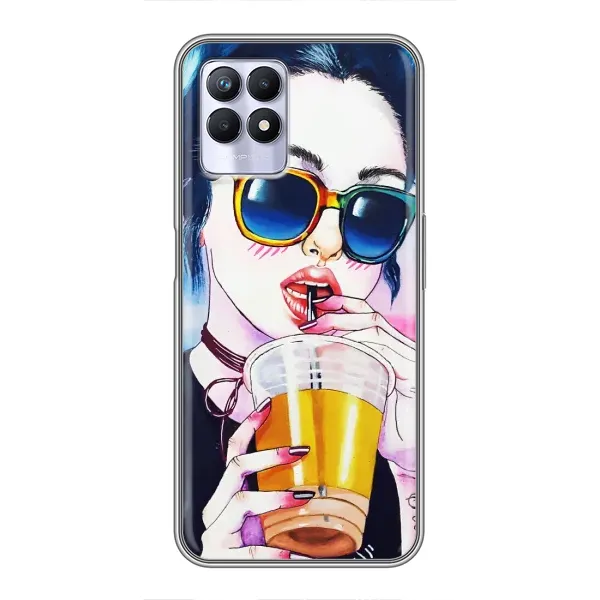 Чехол с рисунком «Девушка с коктейлем» для Realme 8i Чехол с рисунком «Девушка с коктейлем» для Realme 8i