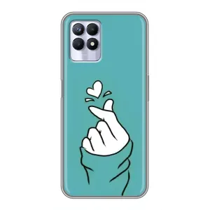 Чехлы (Знак сердечка) на Realme 8i (Сердечко на бирюзовом)