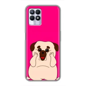 Чехол (ТПУ) Милые собачки для Realme 8i (Веселый Мопсик)