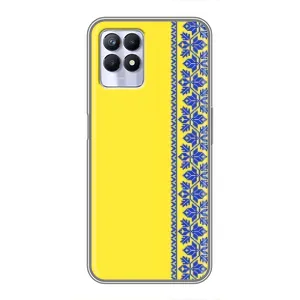 Силиконовый Чехол на Realme 8i (Вышиванка на желтом)