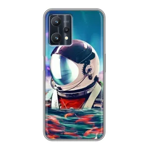 Силиконовый Чехол с принтом "Космонавты" на Realme 9 Pro Plus (Космонавт в воде)