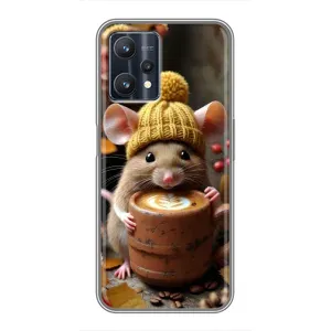 Друкований чохол 'Звірята з кавою' для Realme 9 Pro Plus (Мишка з кавою)