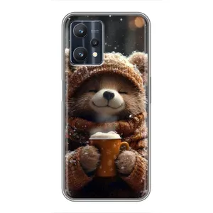 Друкований чохол 'Звірята з кавою' для Realme 9 Pro Plus (Ведмедик з кавою)