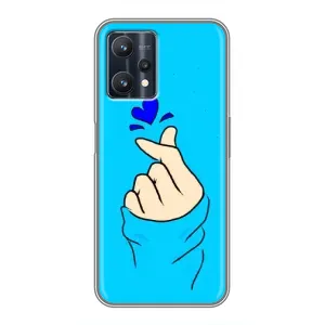 Чехлы (Знак сердечка) на Realme 9 Pro (Сердце на синем)