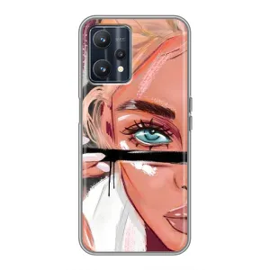 Силиконовый Чехол на Realme 9 с картинкой Стильных Девушек (Девушка и ресницы)
