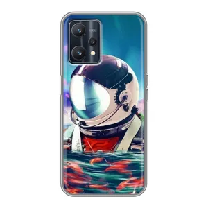 Силиконовый Чехол с принтом "Космонавты" на Realme 9 (Космонавт в воде)