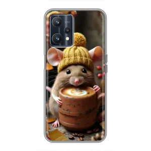 Друкований чохол 'Звірята з кавою' для Realme 9 (Мишка з кавою)