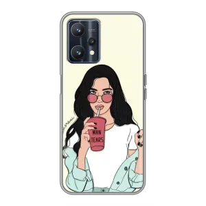 Силиконовый Чехол на Realme 9 с картинкой Стильных Девушек (С напитком)