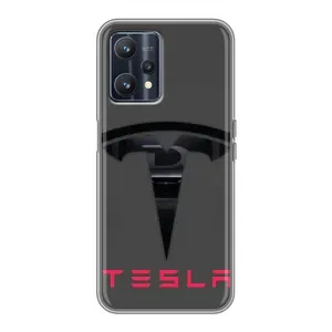 Силиконовый бампер с картинкой машины на Realme 9 (Logo TESLA)