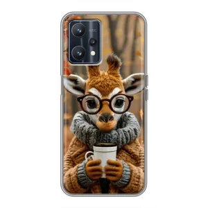 Друкований чохол 'Звірята з кавою' для Realme 9 (Жираф з кавою)