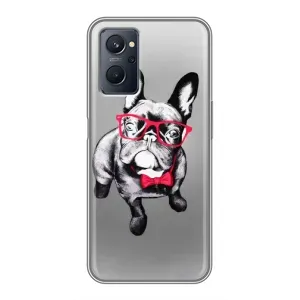 Чехол (ТПУ) Милые собачки для Realme 9i (Бульдог в очках)