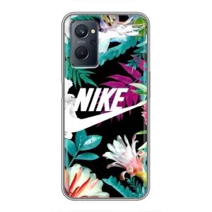 Силиконовый Чехол на Realme 9i с картинкой Nike (Цветочный Nike)