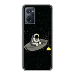 Силиконовый Чехол с принтом "Космонавты" на Realme 9i (Космонавт на рыбалке)