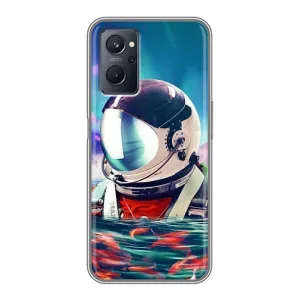 Силиконовый Чехол с принтом "Космонавты" на Realme 9i (Космонавт в воде)