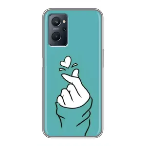 Чехлы (Знак сердечка) на Realme 9i (Сердечко на бирюзовом)