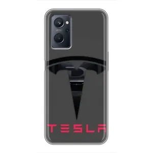 Силіконовий бампер з картинкою машини на Realme 9i (Logo TESLA)
