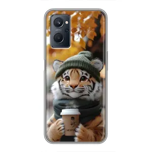 Печатный чехол «Зверята с кофе» для Realme 9i (Тигр с кофе)