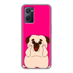 Чехол (ТПУ) Милые собачки для Realme 9i (Веселый Мопсик)
