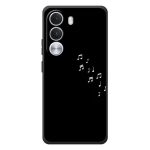 Чехол с картинками на черном фоне для Realme C100i (Ноты)