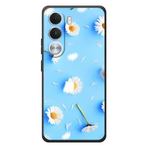 Чехол с Цветами для Realme C100i (ромашки на голубом)