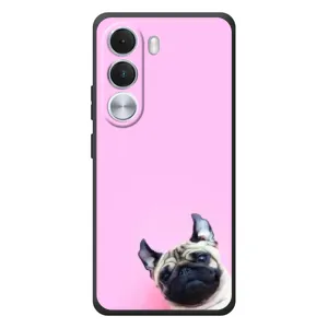Бампер для Realme C100i с картинкой "Песики" (Собака на розовом)
