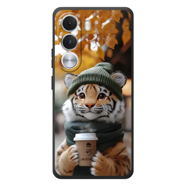 Чехол с рисунком «Тигр с кофе» для Realme C100i Чехол с рисунком «Тигр с кофе» для Realme C100i