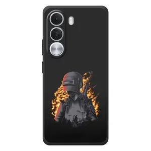 Силиконовый чехол с картинкой "Герой Pubg" на Realme C100i (В огне)