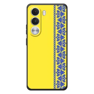 Силиконовый Чехол на Realme C100i (Вышиванка на желтом)