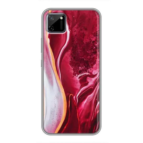 Чехол с рисунком «Красный мрамор» для Realme C11