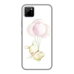 Силиконовый бампер с картинкой животных для Realme C11 (Кролик и шарики)