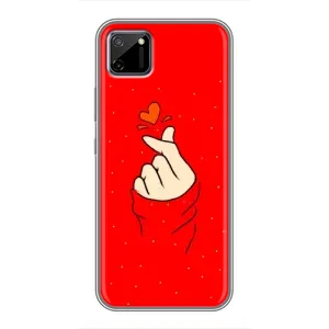 Чехлы (Знак сердечка) на Realme C11 (Сердце на красном)