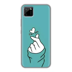Чехлы (Знак сердечка) на Realme C11 (Сердечко на бирюзовом)