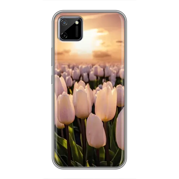 Чехол с рисунком «Закат с цветами» для Realme C11