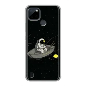Силіконовый Чохол з принтом "Космонавти" на Realme C12 (Космонавт на рибалці)