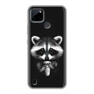 Силиконовый Чехол с Енотами на Realme C12 (С кофем)