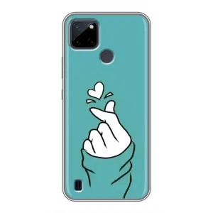 Чехлы (Знак сердечка) на Realme C12 (Сердечко на бирюзовом)