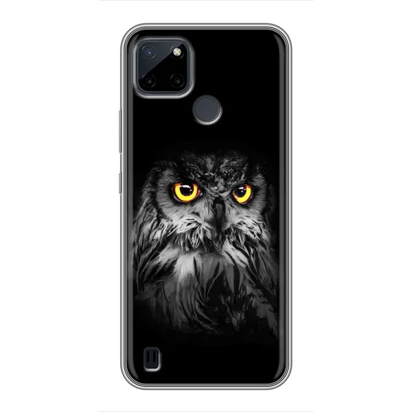 Чехол с рисунком «Сова на чёрном» для Realme C12 Чехол с рисунком «Сова на чёрном» для Realme C12