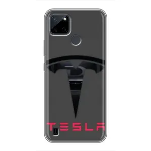 Силіконовий бампер з картинкою машини на Realme C12 (Logo TESLA)