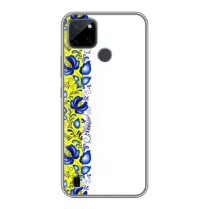 Силиконовый Чехол на Realme C12 с картинкой Вышиванки (Желто-синяя вышиванка)