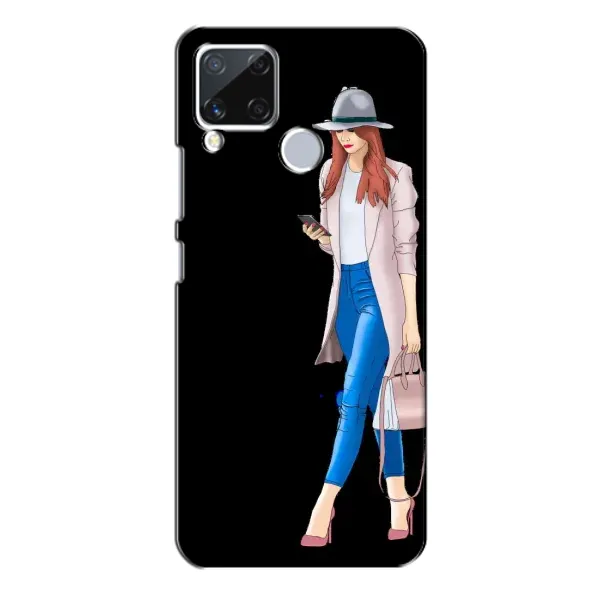Чехол с рисунком «Девушка со смартфоном» для Realme C15 Чехол с рисунком «Девушка со смартфоном» для Realme C15