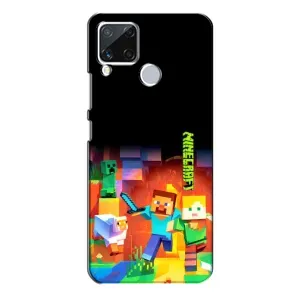 Чехлы для Realme C15 (Персонажи Майн Крафт) (Герой Майнкрафт)