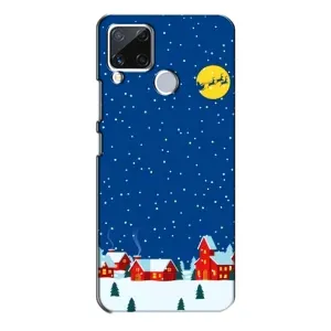 Силиконовый бампер на рождество для Realme C15 (Город в снегу)